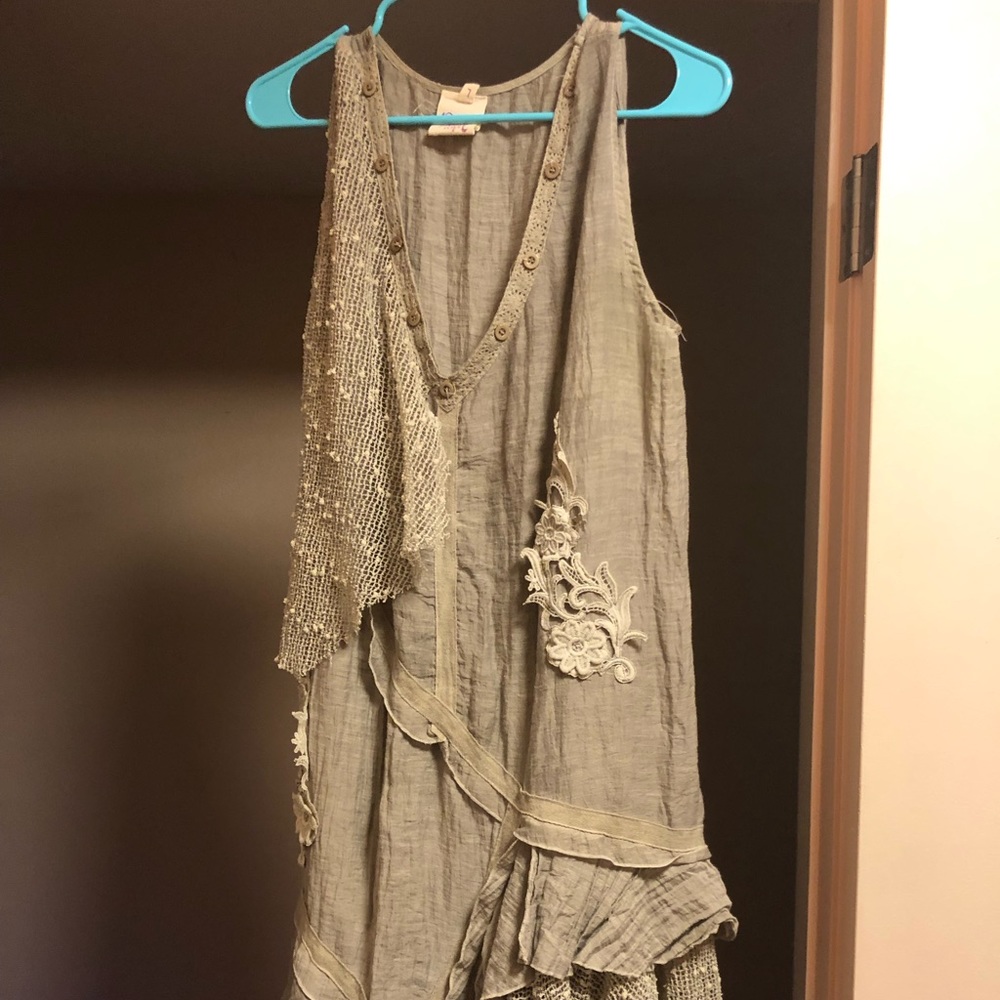 Sage maxi appliqué sleeveless festival dress